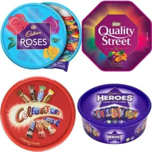 🔥🔥Our Best Seller is Back（Just  $1.99 !）🔥🔥：Chocolate Tubs Bundle – 5-Pack of Heroes, Roses, Celebrations, Quality Street & Chocolate Orange