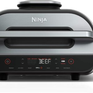 Ninja FG551 Foodi Smart XL 6 em 1 Grelha interna com fritura a ar. assar. grelhar e desidratar. termômetro inteligente. preto/prata | Amazon.com.br